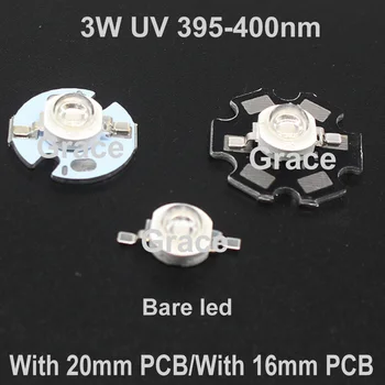 

50pcs 3W High Power LED UV Light Chip diode 395nm 400nm Molding with zener Ultra Violet for Nail Dryer Currency Identification