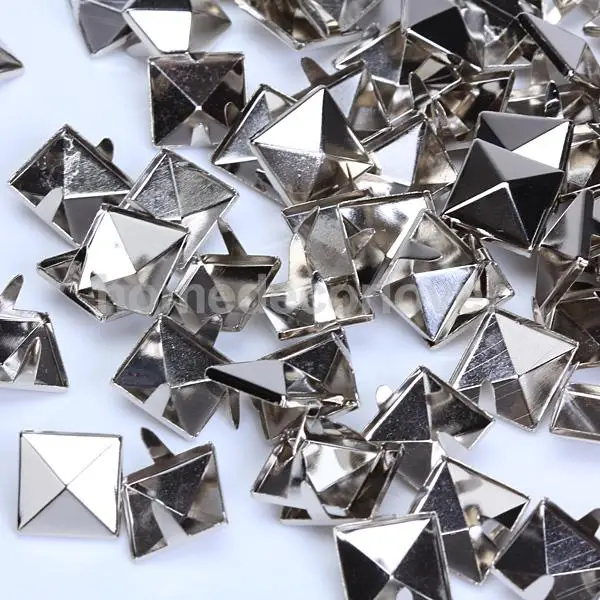 

100pcs 12mm Square Pyramid Studs Spots Punk Rock Spike Studs Leathercraft silver