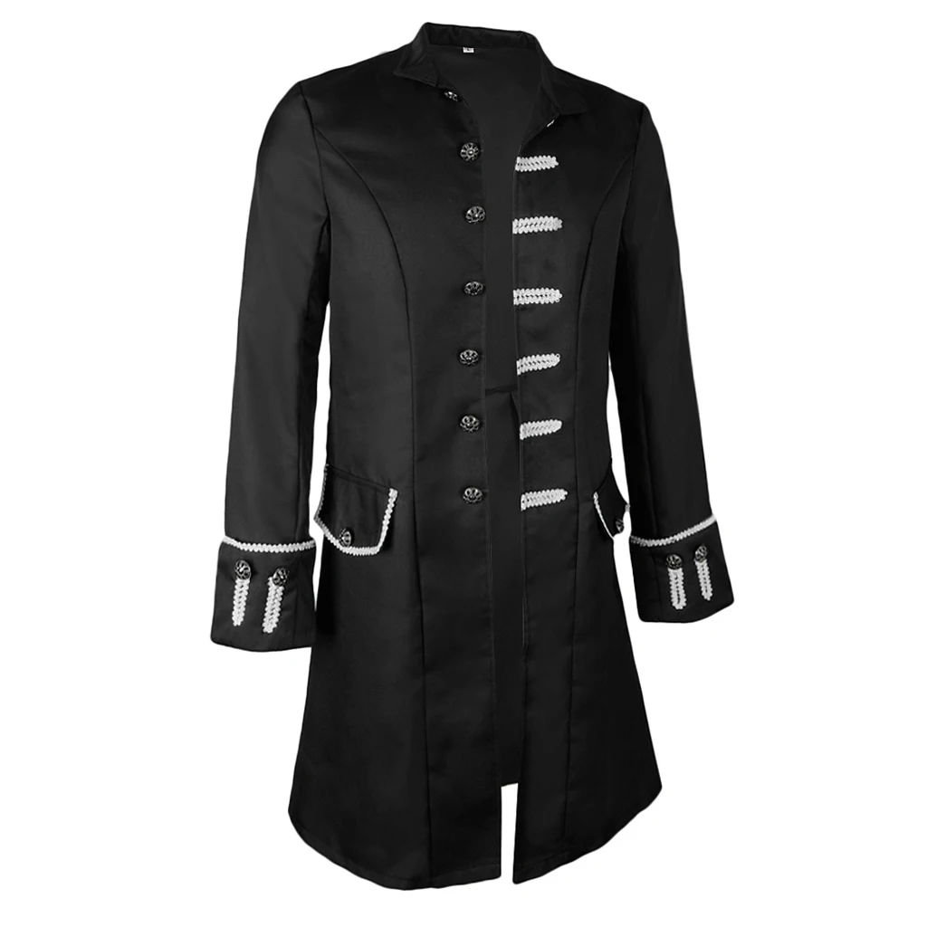 Men's Victorian Frock Coat Gothic Steampunk Jacket Vintage Tailcoat Cosplay Drama Playing Costume Overcoat