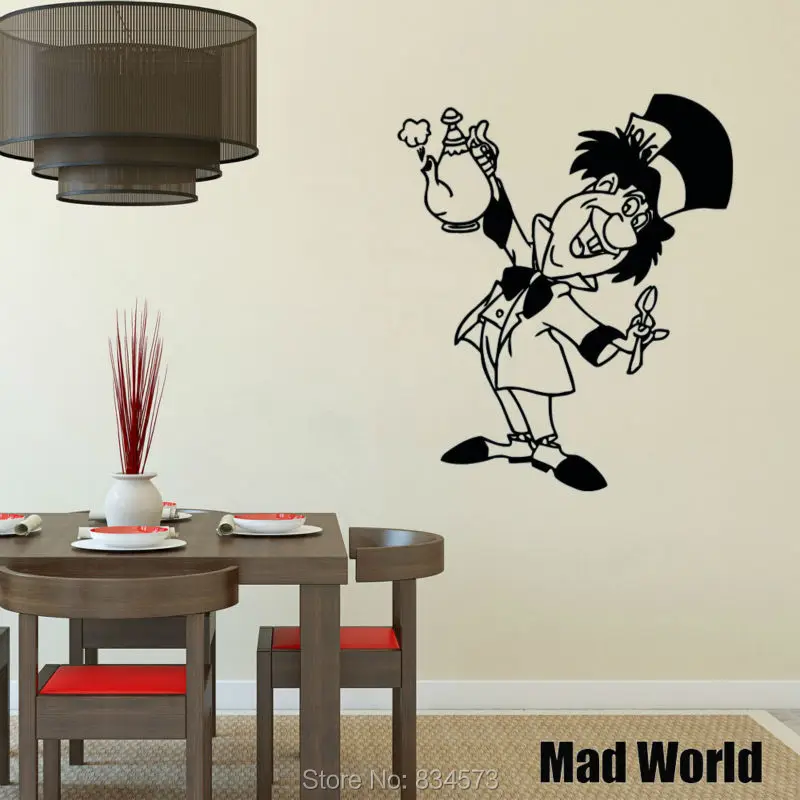 Mad World Mad Hatter Tea Party Silhouette Wall Art Stickers Wall Decal Home Diy Decoration Removable Room Decor Wall Stickers Wall Sticker Decorative Wall Stickerswall Art Stickers Aliexpress