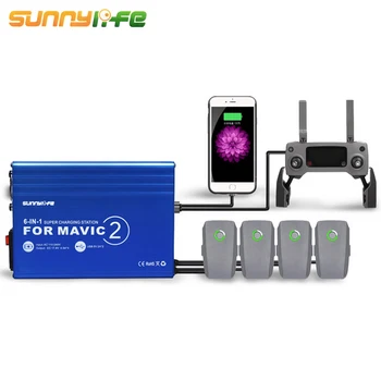 

SUNNYLIFE 6 in 1 Portable Charger Charging with 2 USB Ports for DJI Mavic 2 Pro Zoom Drone Battery Mobile Phone Tablet