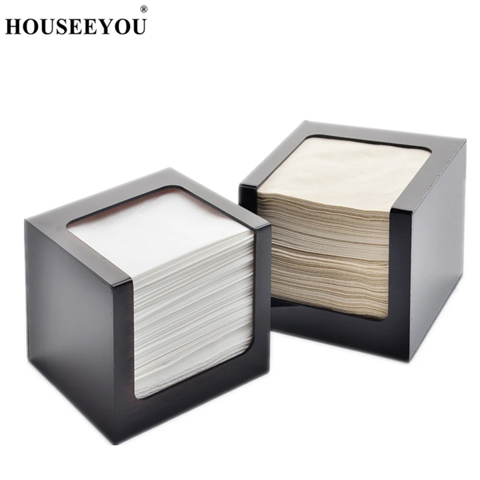 

HOUSEEYOU Fashion Acrylic Tissue Box Sheet Paper Storage Holder Square Napkins Dispenser Container Kitchen Restaurant Tableware
