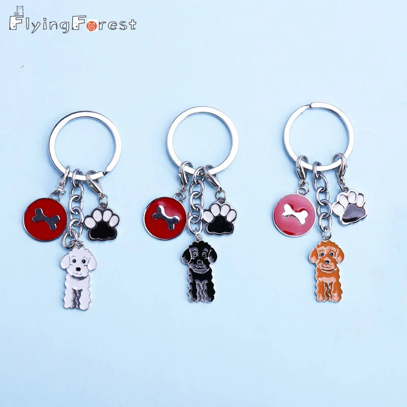 

Key Chain Metal Dog Feet Charm Poodle Teddy Dog Key Ring Pet Tag Keychains Fashion Jewelry Pendants Gift To Best Friend Women