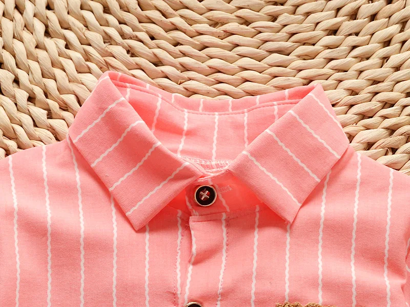 2018 г. летняя рубашка с короткими рукавами для мальчиков + Брюки для девочек костюм из 2 предметов для малышей Детская одежда Корейский