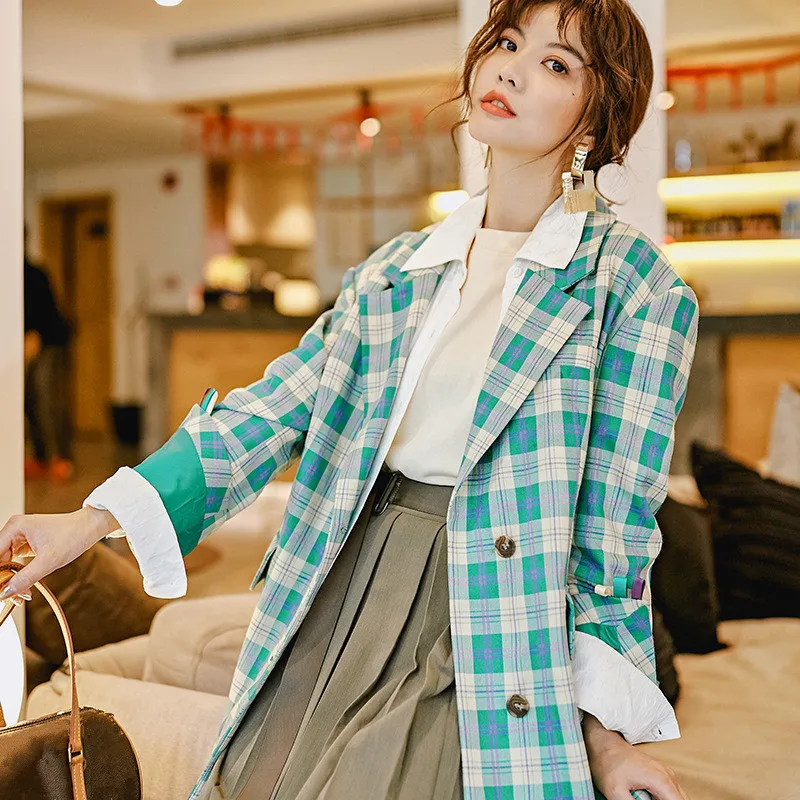 New arriral Spring women's plaid jackets Fashion casual blazers coat A001