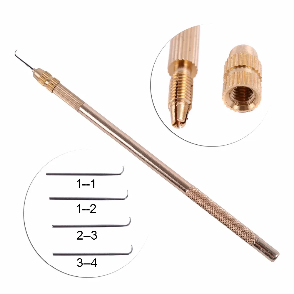 

4 pcs Ventilating Needles +1 Brass Holder Make/Making/Repair Lace Wigs Toupee Hairpiece Wig Knotting Hook Sets