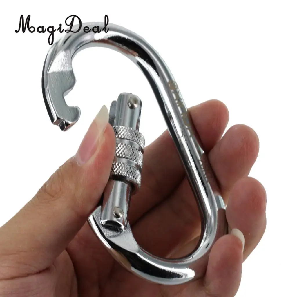 MagiDeal 10 Pieces Oval Shaped Alloy Steel Screw Locking Carabiner for Rock Climbing Tree Rigging Rescue 25KN CE Certified