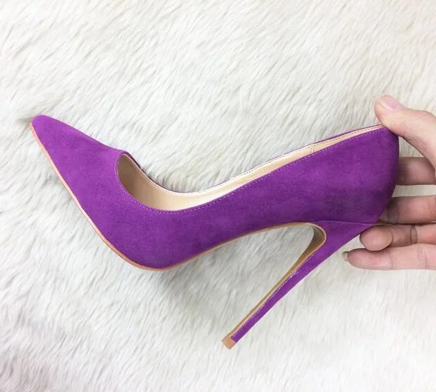Elegant Purple Suede Women Pumps High heels Pointed Toe Wedding Party