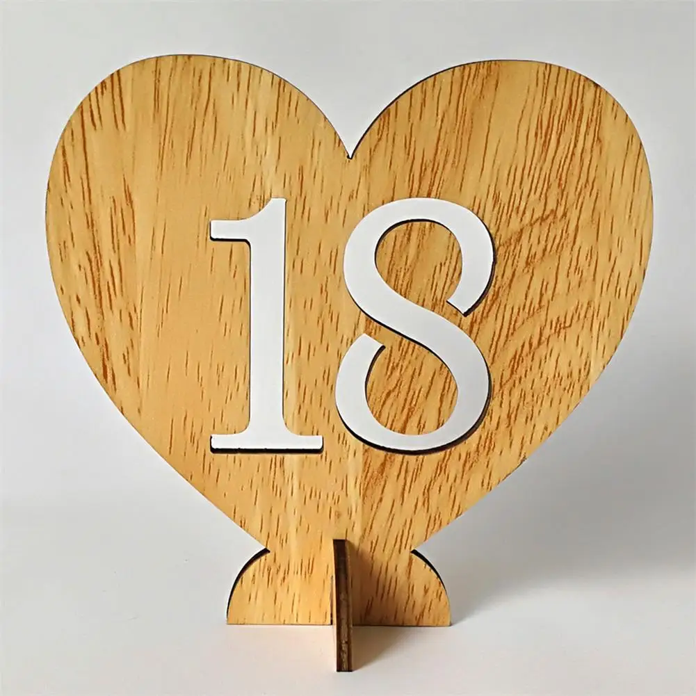 

1-20 Romantic Love Heart Seat Card Wooden Wedding Table Indication Card Seat Number Holder Wedding Party Supplies