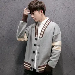 Осень 2018 новая молодежная мода Корейская версия мужские свободные свитер с длинными рукавами куртка-кардиган