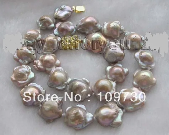 

Jewelry 0012408 Natural 16mm Purple Reborn Keshi Flower Pearl Necklace