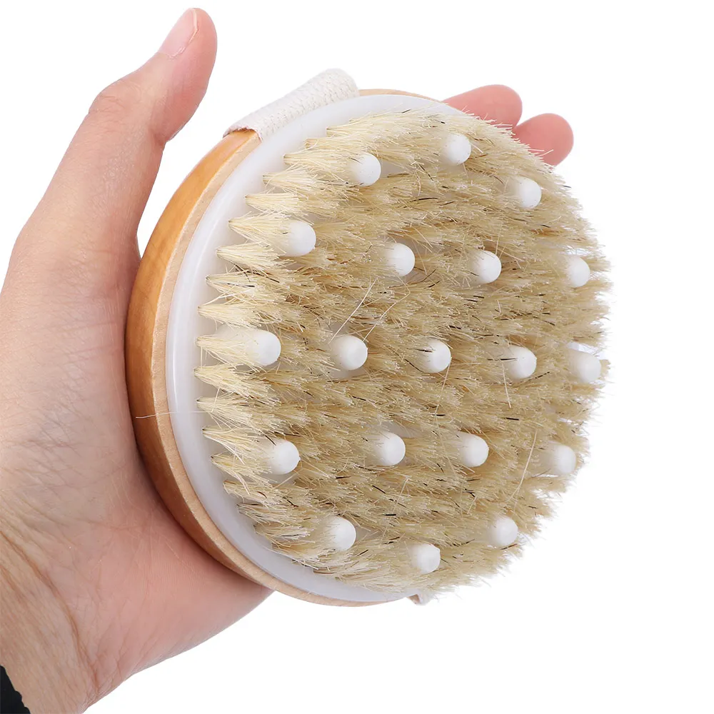 

Bath Shower Natural Boars Hair Bristles Natural Bristles Body Brush Scrubber Long Handle Wooden Massage Brushes Hot Sale