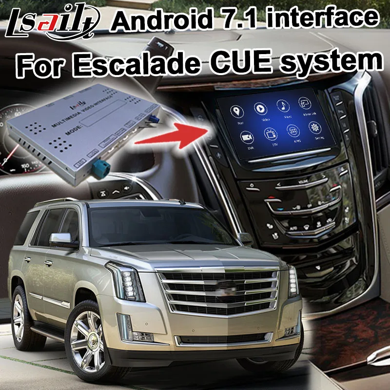 Android gps навигационная коробка для Cadillac Escalade и т. д. видео интерфейс mylink CUE intellilink система с беспроводной Carplay