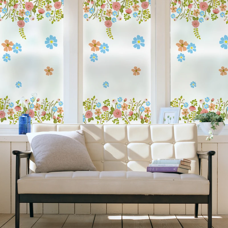 

Free Custom Stained Static Cling Window Film Frosted Opaque Privacy Glass Sticker Home Decor Digital print BLT894 Florescence