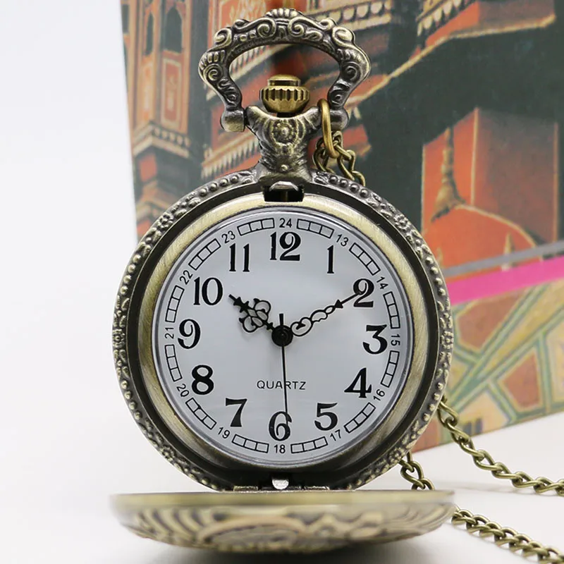 Ретро Винтаж Бронзовый Поезд печатных кулон кварцевые кармашек для часов часы с цепочкой для женщин мужчин подарки уникальный Relogio