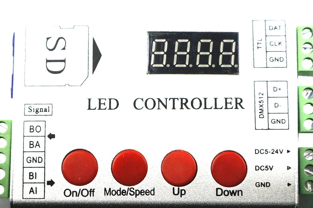 Светодиодный пиксельный контроллер SD карты программы 2048 контроллер пикселей dmx консоль TM1809 WS2811 ws2801 LPD8806 WS2812 DMX светодиодные ленты 5-24