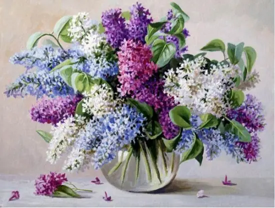 DIY 5D Diamond Mosaic Cross Stitch Flowers Handmade Crafts Full Square Diamond Painting Purple Lavender Patterns4