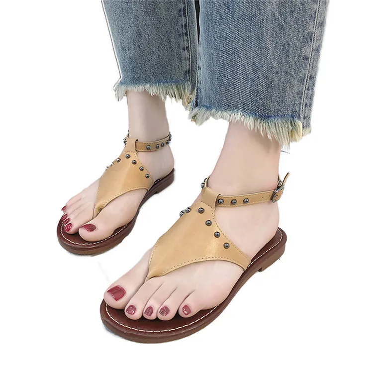 

summer flip flops women slippers flat sandals women slides beach shoes korea rivet pantufa comfort 2018 fashion ladies slippers