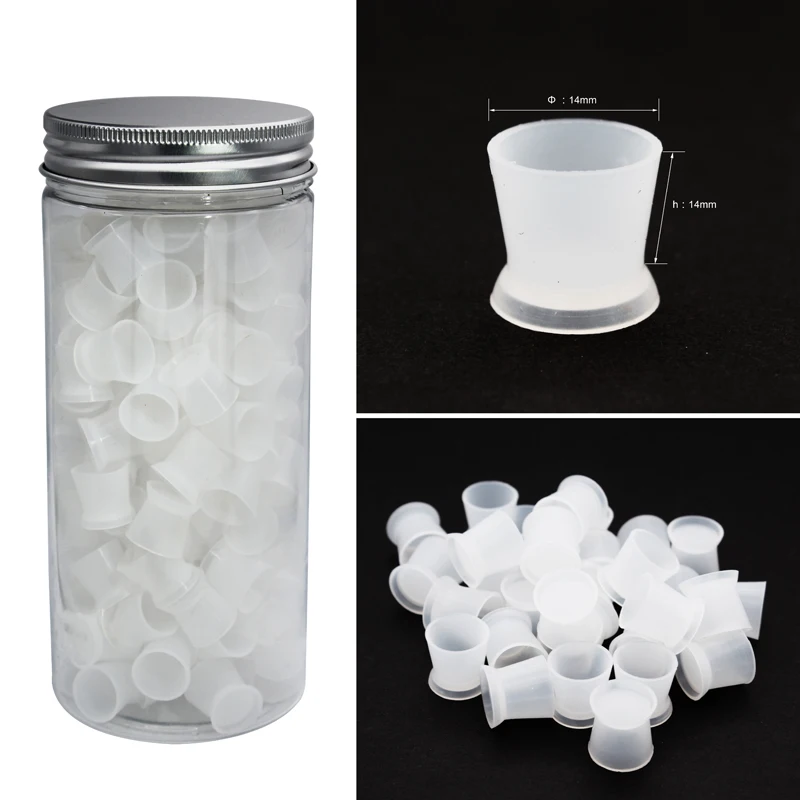 100pcs / Box Small White Color Silicone Tattoo Ink Cups Pigment Cap