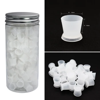 

100pcs / Box Small White Color Silicone Tattoo Ink Cups Pigment Cap with Base Size L & Size S Tattoo accesories ink pigment cup