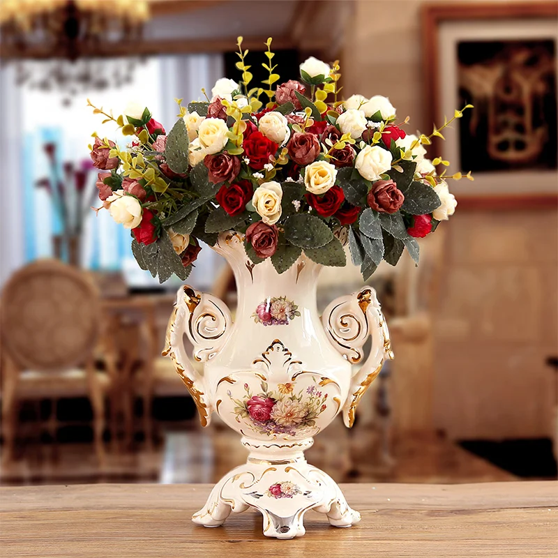 European ceramic vase The living room table furnishing articles retro flower vase porcelain home