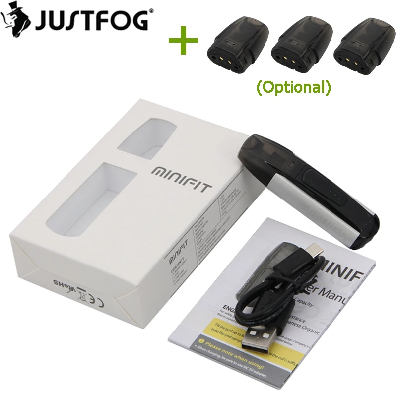 Justfog Minifit Pod Комплект с аккумулятором 370 мАч и емкостью 1,5 мл электронная сигарета Vape ручка все в одном испаритель