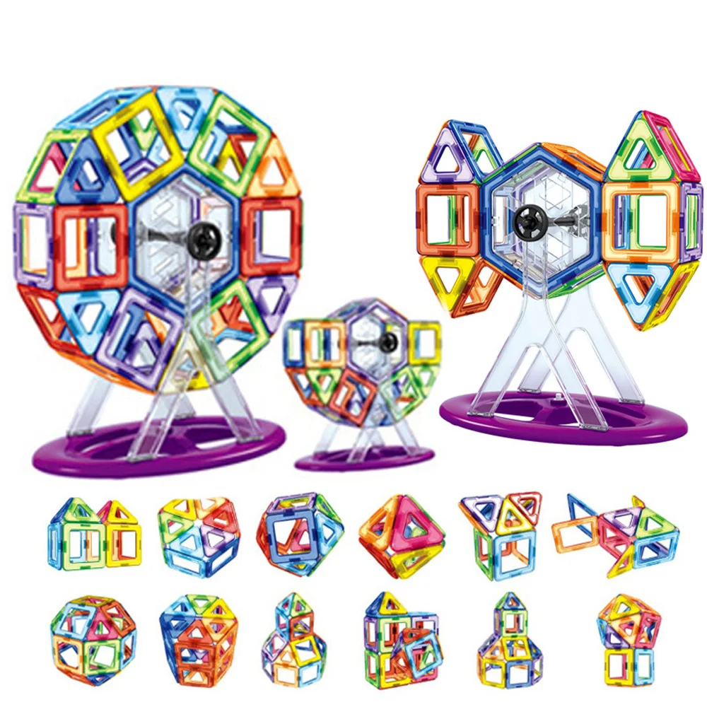 46PCS Big Size Ferris Wheel Magnetic Designer Construction Toys Set Magnet Building Blocks Educational Toys For Children Gift