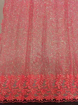 

Jolin-273 glued glitter print african mesh tulle lace 5yards for evening dress