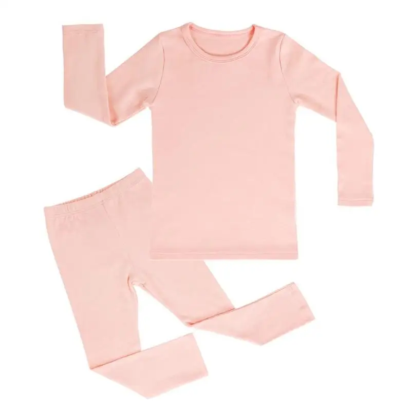 Осенний пижамный комплект для мальчиков и девочек, детская теплая Плотная хлопковая мягкая Пижама - Цвет: Розовый