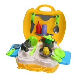 Портативный Кухня Пособия по кулинарии Косплэй Tool Kit дети играют роль Toy Box 26 шт