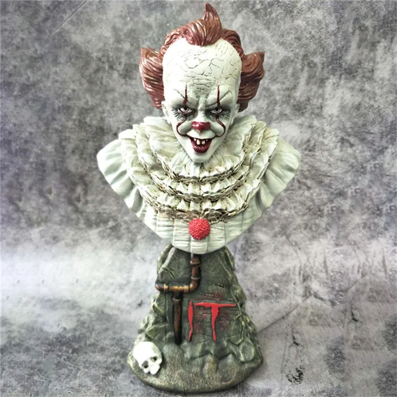 10 дюймов Стивен Кинг это Pennywise статуя террор клоун Бюст Смолы Фигурка Коллекция Модель игрушки Y965