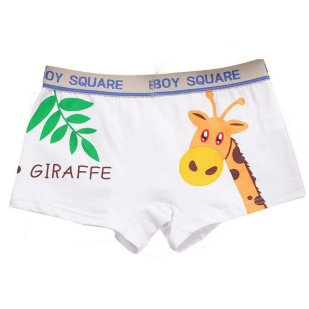 Giraffe Новинка года; Детские хлопковые трусы с рисунком для маленьких мальчиков 4 вида; белые удобные трусы высокого качества с буквенным принтом - Цвет: Giraffe