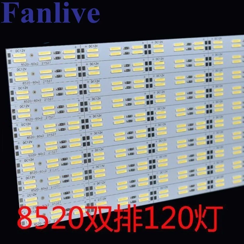 Fanlive 50 шт. двухрядные 8520 DC12V 120 светодио дный S 1 м 35 Вт/м 8520 светодио дный жесткий Светодиодные ленты бар легкого алюминиевого профиля