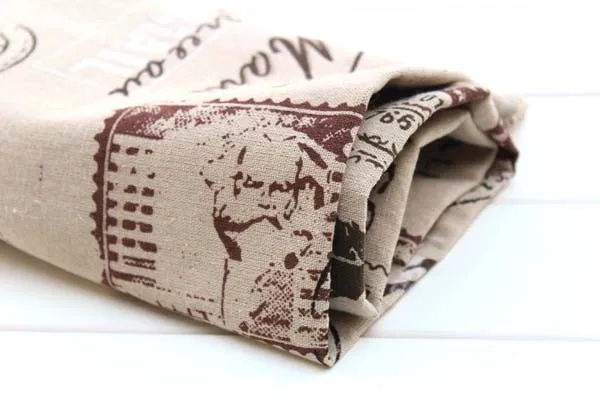 50x145 см винтажная картина конопляная хлопковая ткань Мешковина для шитья текстильные стеганые ткани Diy ткань с буквенным принтом/Башня/Роза/сова