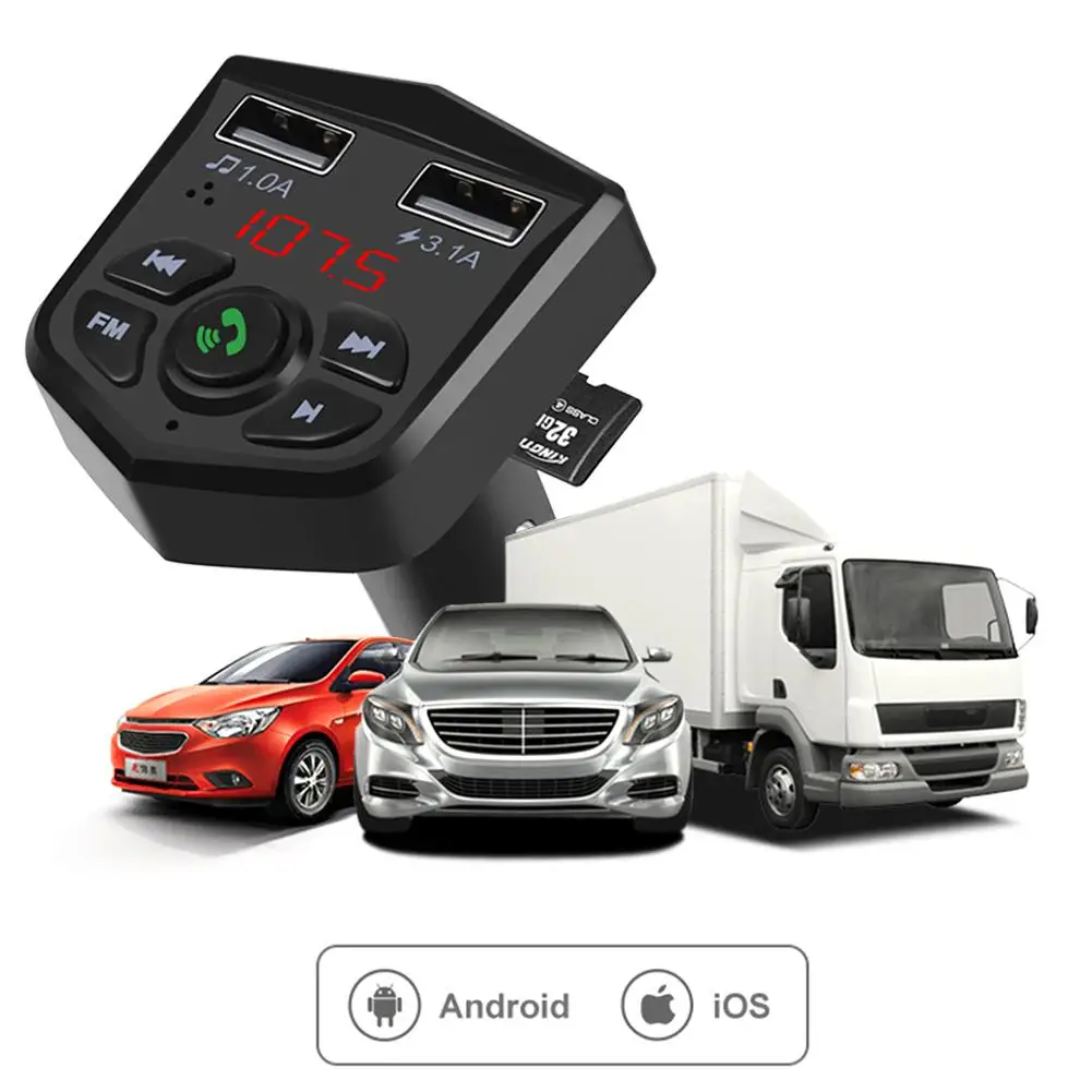 Bluetooth V5.0 версия MP3-плеер громкой связи автомобильный комплект fm-передатчик с двойным USB быстрое зарядное устройство адаптер питания Поддержка TF U диск