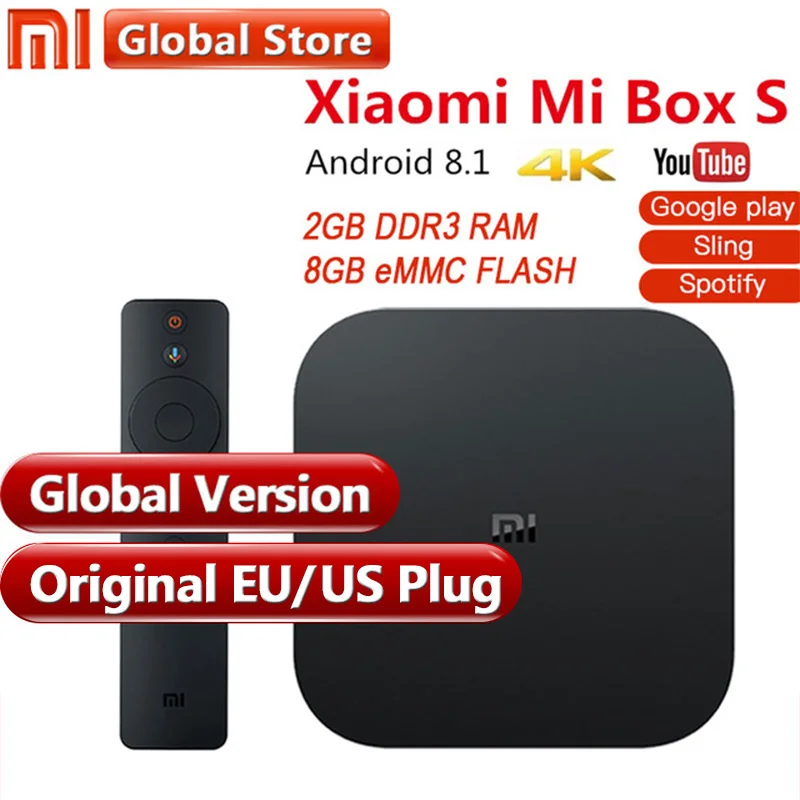 

Original Global Xiaomi Mi TV Box S 4K HDR Android TV 8.1 Ultra HD 2G 8G WIFI Google Cast Netflix IPTV Set top Box 4 Media Player