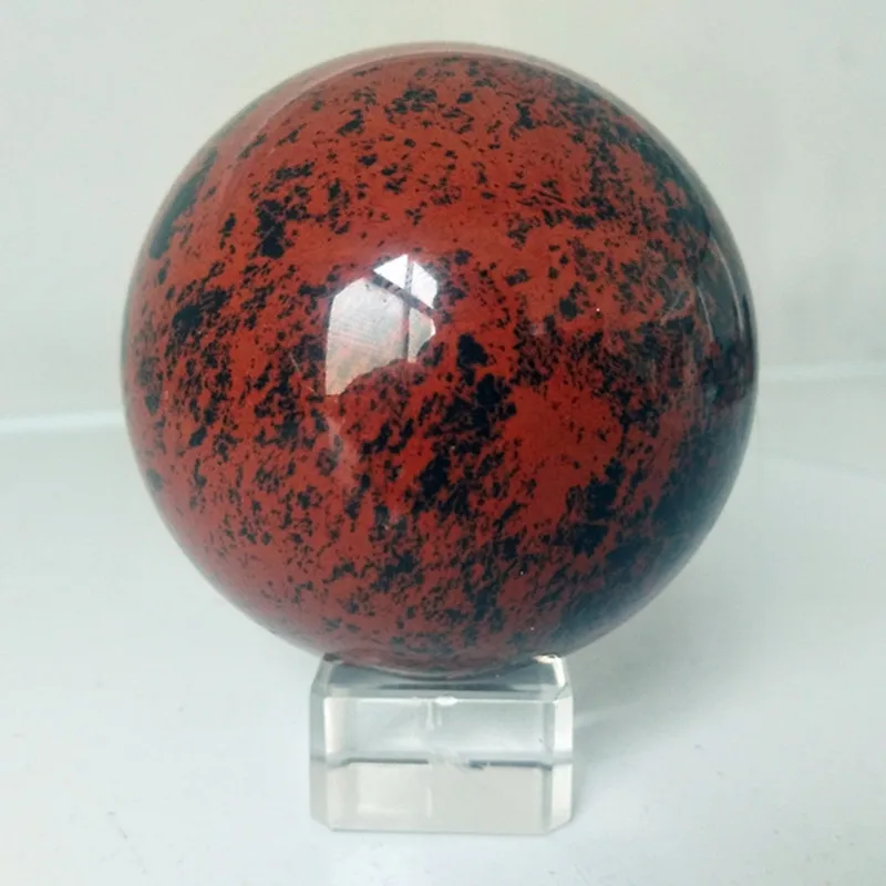 Натуральный камень красный обсидиановый кристалл шар для украшения дома астролог энергетический шар чакра фэн шуй лечебный шар - Цвет: ball and base
