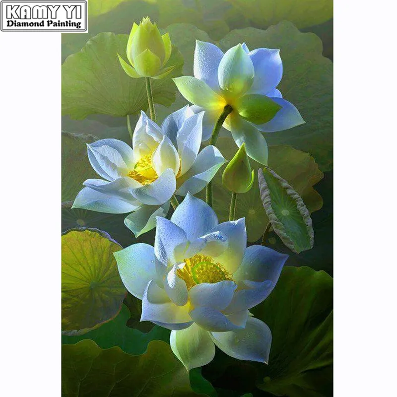 

DIY 5D Full Round&Square Diamond Embroidery Beauty Lotus Diamond Painting Cross-stitch Rhinestone Mosaic Decor New Year Gifts