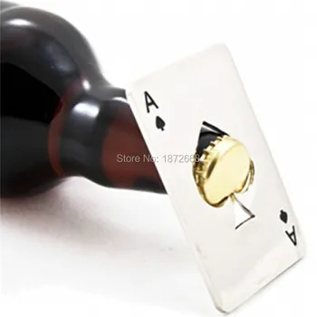 

New Arrive Stylish Poker Playing Card Ace of Spades Bar Tool Soda Beer Bottle Cap Opener Gift 100pcs Free DHL/Fedex