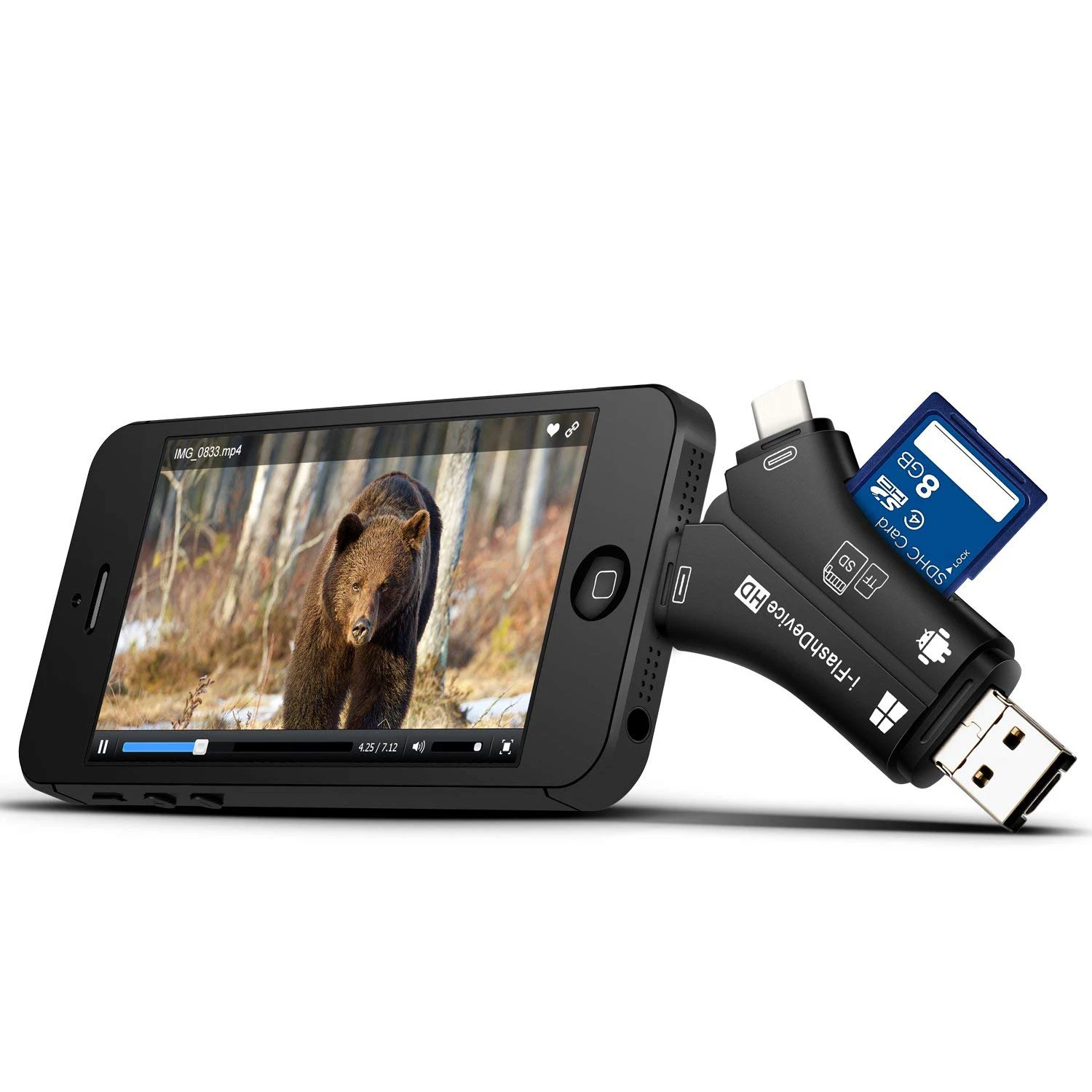 Hot-rail устройство для просмотра фото для iPhone iPad Mac и Android, SD и Micro-SD устройство чтения карт памяти для просмотра фотографий и видео с любого Wildl