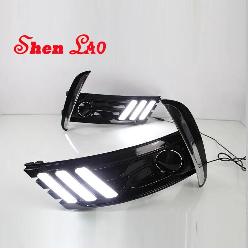

ShenLao For Toyota Corolla 2017 LED Daytime Running light LED Daylight DRL with Yellow Turn Signal Light led car lights
