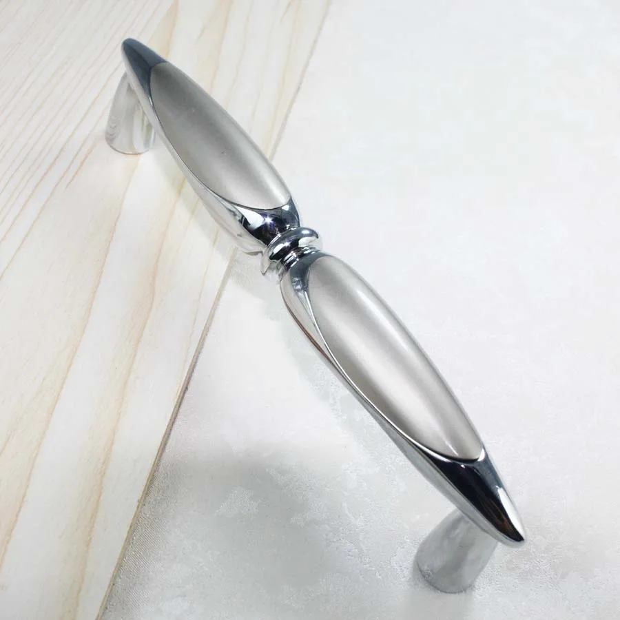 128mm fashion modern furniture handles shiny silver kitchen