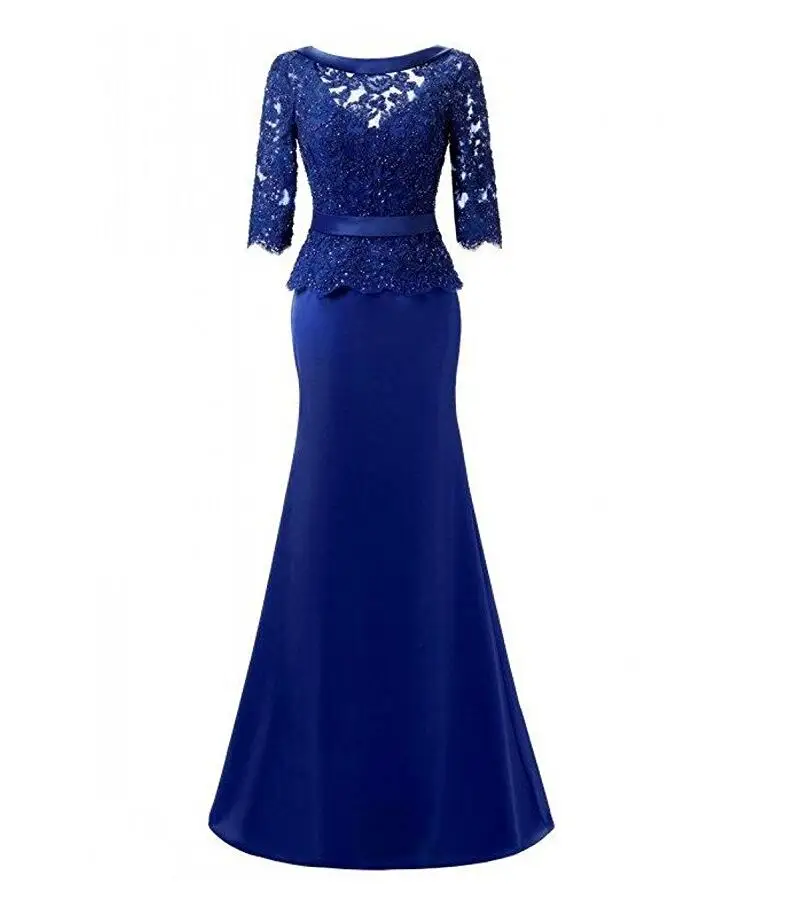 European Style Mother of the Brides Dresses Royal Blue Satin Lace