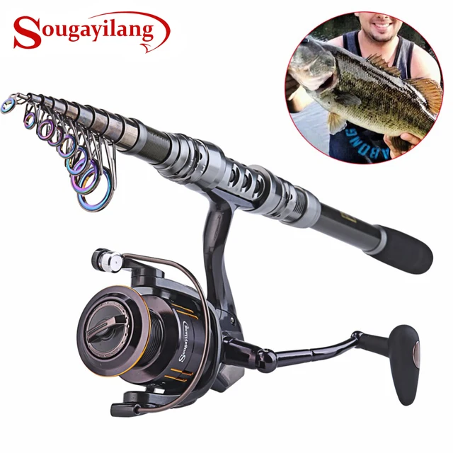 Cheap Sougayilang Spinning Fishing Rod Combo 1.8-3.6m Telescopic Fishing Rod and 14BB Spinning Fishing Reel Wheel Set Fishing Rod Kit
