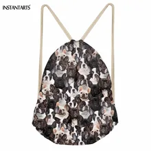 INSTANTARTS смешной Французский бульдог/Бостон-терьер принт Для женщин мешки с Кулиской модные рюкзаки для путешествий удар карман для девочек-подростков