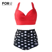 FORUDESIGNS High Waist Bikini Swimwear Women Big Size Swimwear Plus Size Swimwear Vintage Retro Dot Beach Push Up Bikini Set 4XL цена FORUDESIGNS High Waist Bikini Swimwear Women Big Size Swimwear Plus Size Swimwear Vintage Retro Dot Beach Push Up Bikini Set 4XL цены онлайн