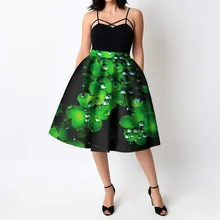 Женская плиссированная Расклешенная юбка миди с принтом клевера ко Дню Святого Патрика, винтажная стильная плиссированная юбка, Новое поступление O14