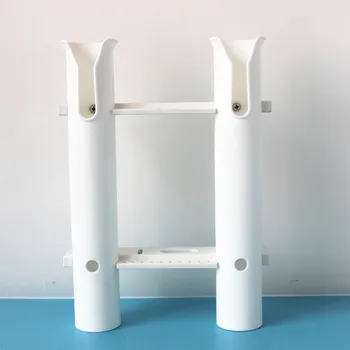 

Durable White Boat Plastic Rod Holder 2 Tube Fishing Plastic Rod Holder Rack