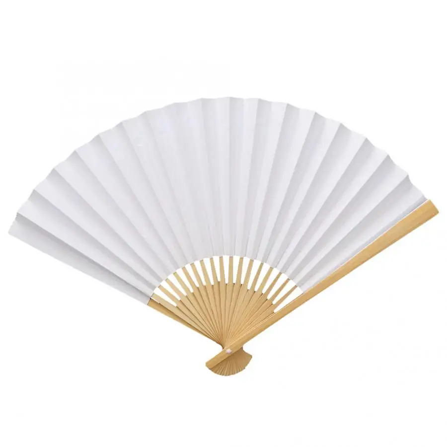 

Wedding Decoration Holiday DIY Decorations DIY White Paper Wood Folding Fan Calligraphy Painting Drawing Fans Decor Gift