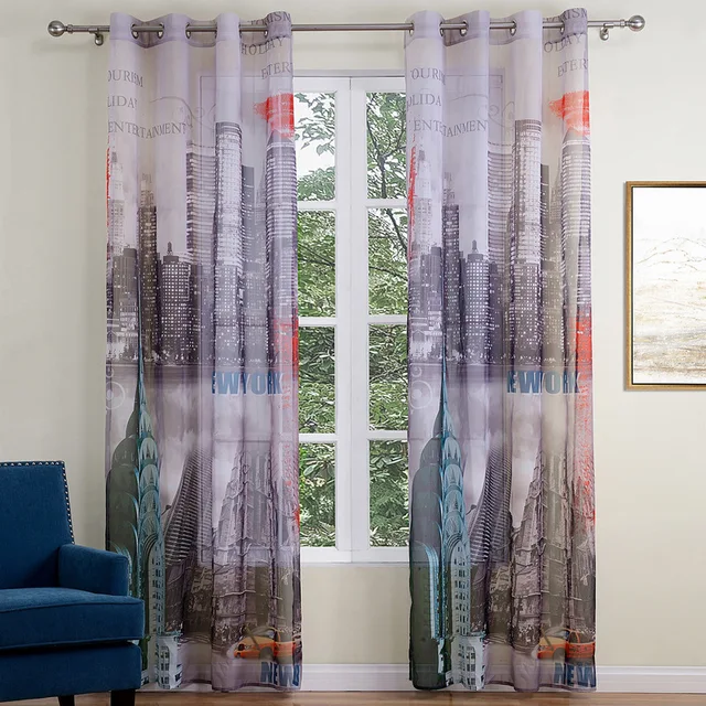 SunnyRain 1 Piece New York City Landschap Sheer Gordijnen Voor ... SunnyRain 1 Piece New York City Landschap Sheer Gordijnen Voor ...